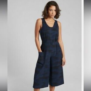 Athleta Blue Sarasota Printed Camo Lifestyle Travel Jumpsuit